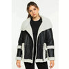 Women’s Black Leather White Shearling Coat