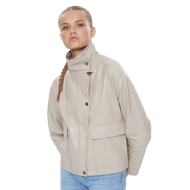 Women’s Real Beige Leather Coat