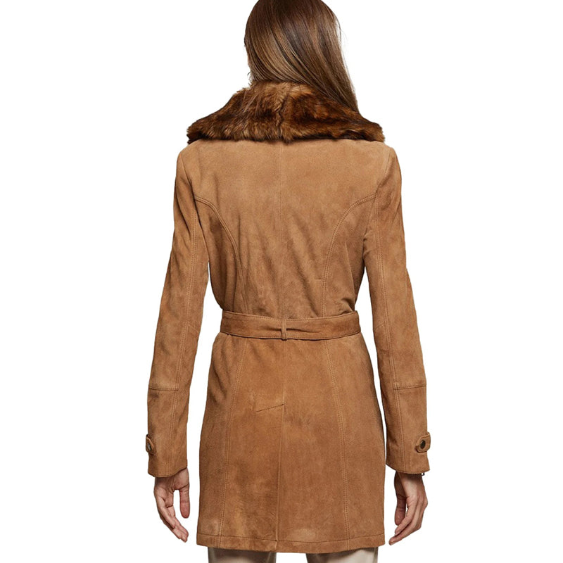 Women’s Real Brown Leather Suede Coat