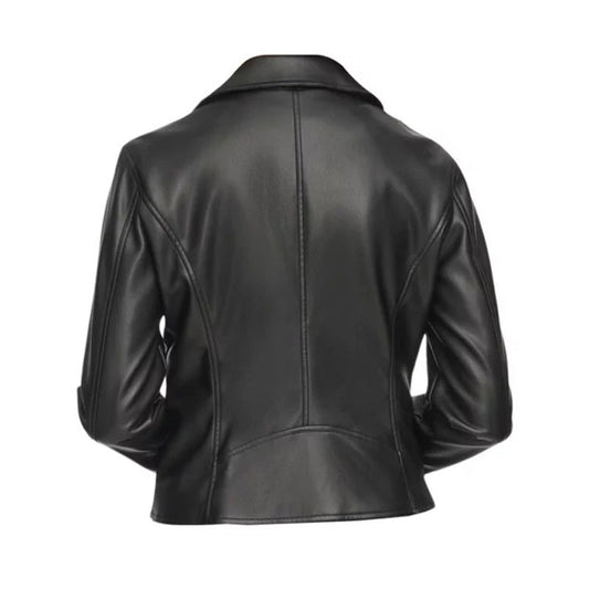 Womens Real Leather Biker Jacket