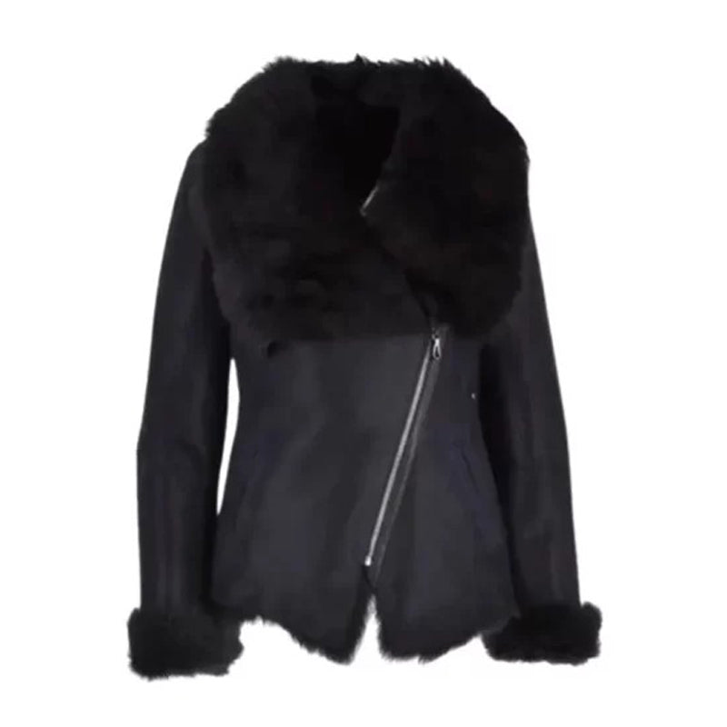 Womens Black Shearling Jacket