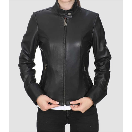 Women's Slimfit Black Leather Jacket