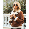 Womens Chestnut Aviator Shearling Jacket