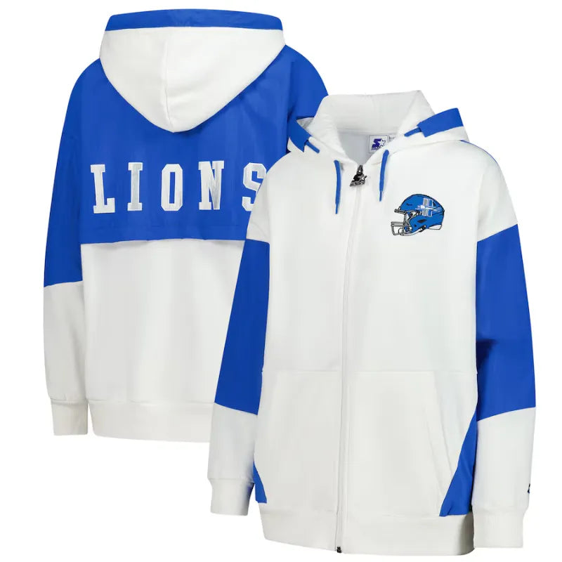Women’s Detroit Lions Starter White Scrimmage Full-Zip Hoodie