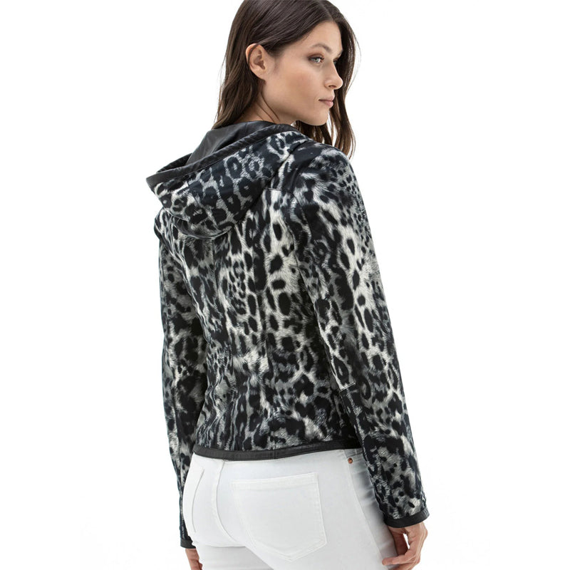 Women’s Real Black Leather Hooded Jacket