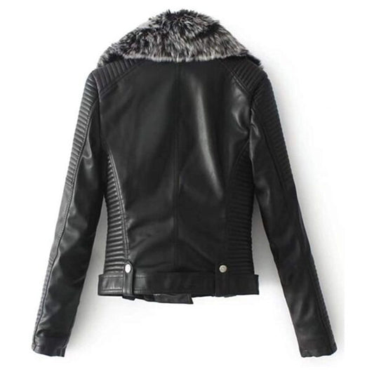 Women’s Faux Fur Quilted Moto Jacket
