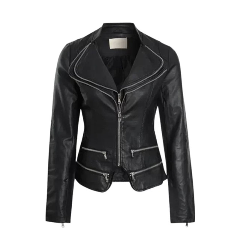 Womens Faux Leather Moto Jacket
