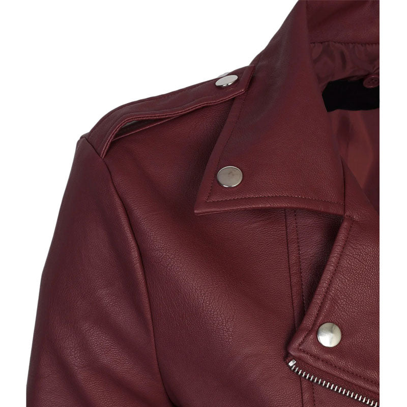 Women’s Faux PU Leather Jacket with Hoodie