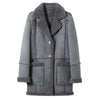 Womens Gray Sheepskin Shearling Jacket Coat