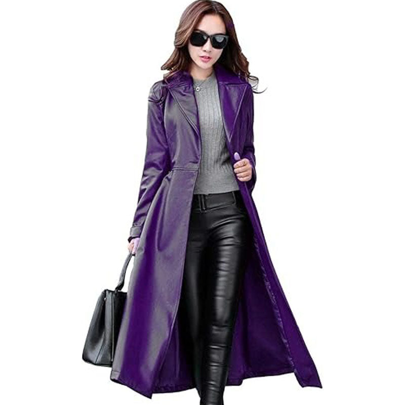 Women’s Lambskin Leather Trench Jacket Over Coat