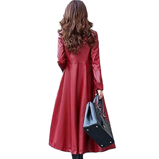 Women’s Lambskin Leather Trench Jacket Over Coat