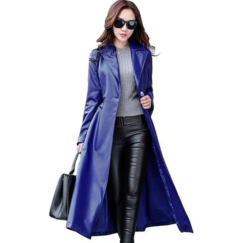 Women’s Lambskin Leather Trench Jacket Over Coat