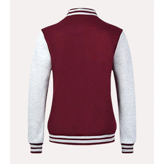 Womens Maroon and Grey Varsity Jacket