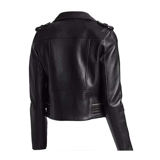 Moto Biker Black Leather Jacket