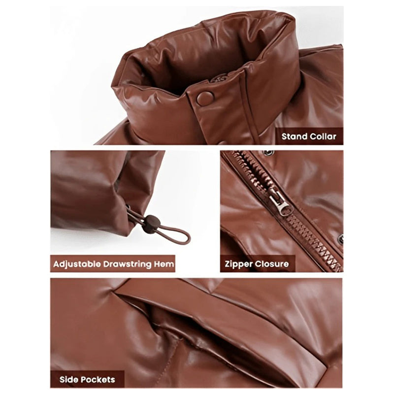 Women’s-Puffer-Leather-Vest-In-Brown