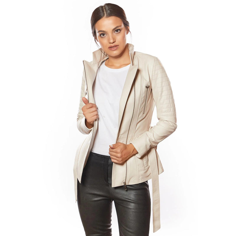 Women’s Real Beige Leather Jacket