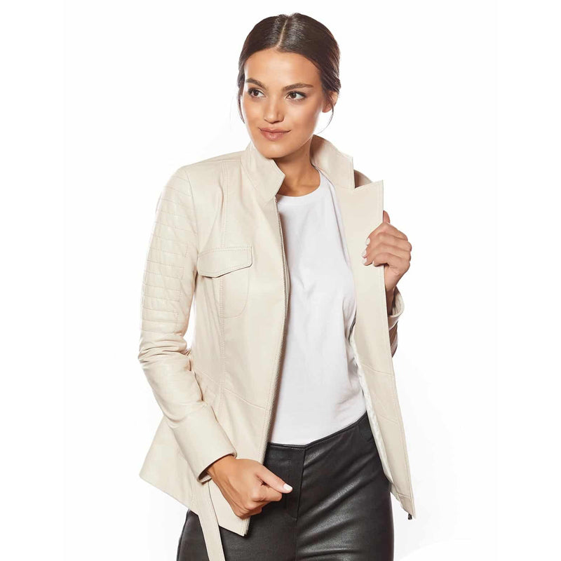 Women’s Real Beige Leather Jacket
