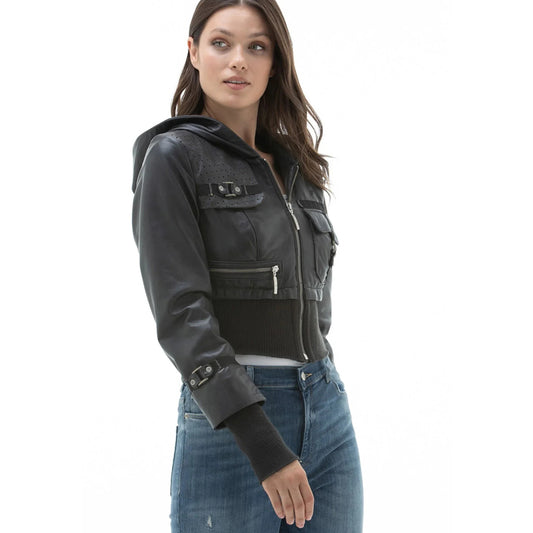 Women’s Real Black Leather Anthracite Jacket