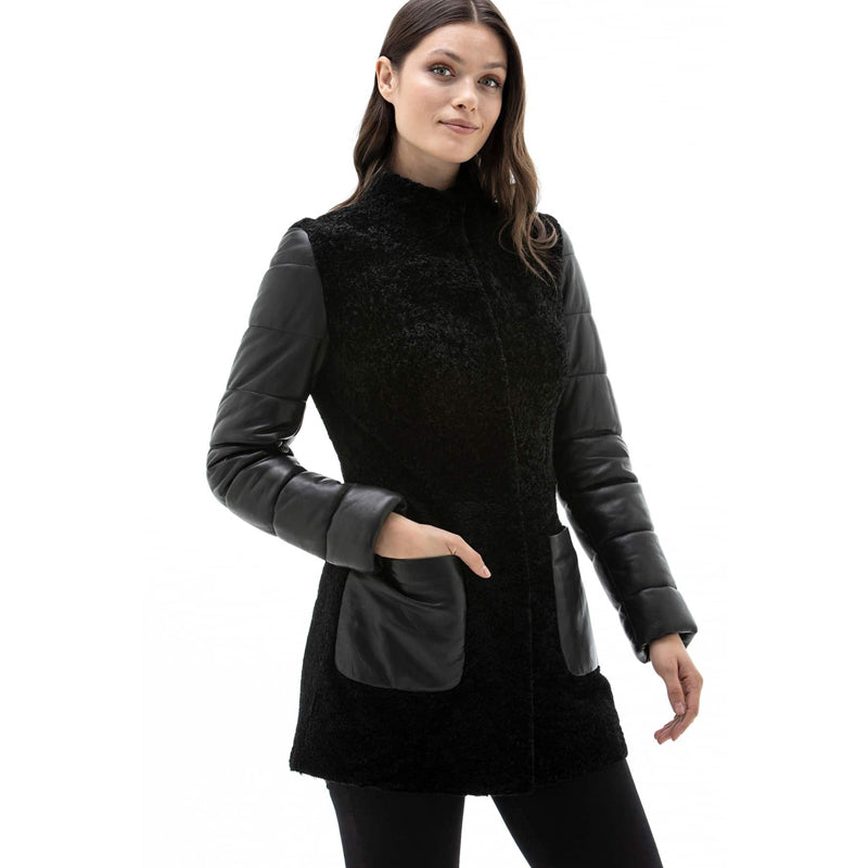 Women’s Real Black Leather Coat