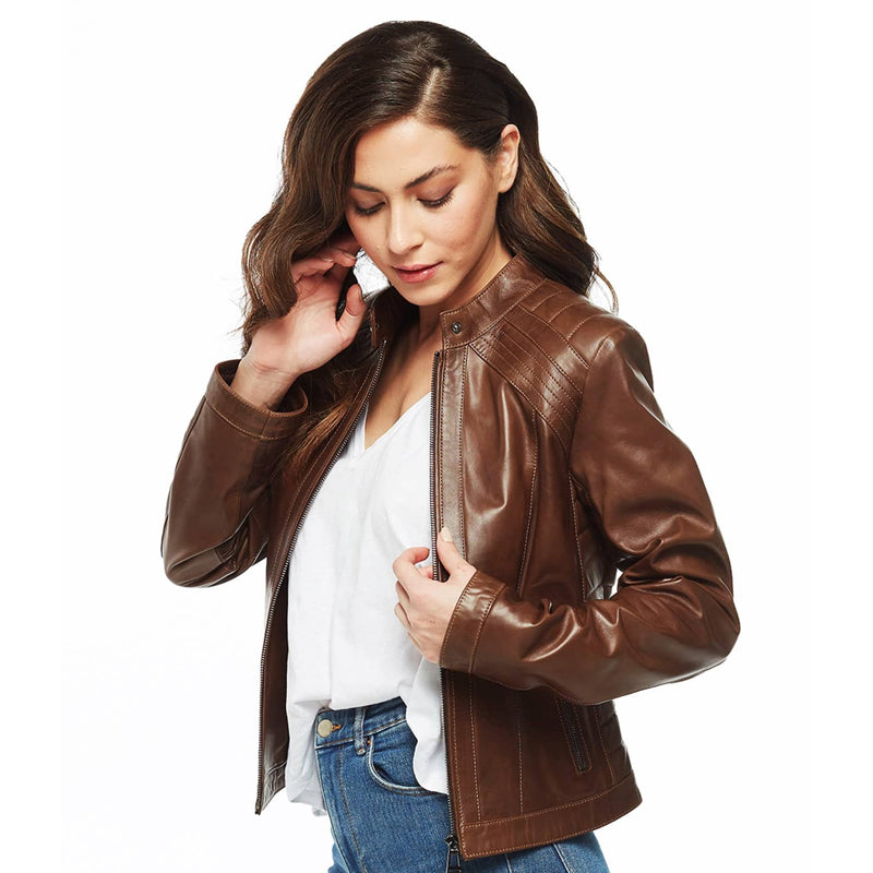 Women’s Real Brown Leather Classic jacket