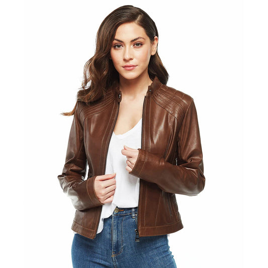 Women’s Real Brown Leather Classic jacket