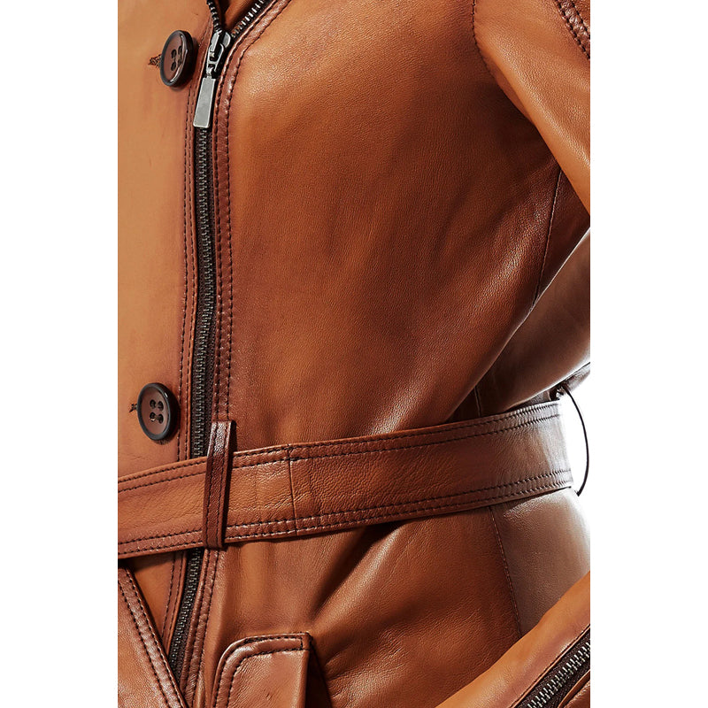 Women’s Real Brown Leather Coat