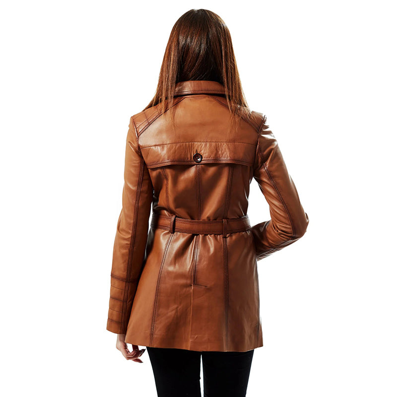 Women’s Real Brown Leather Coat
