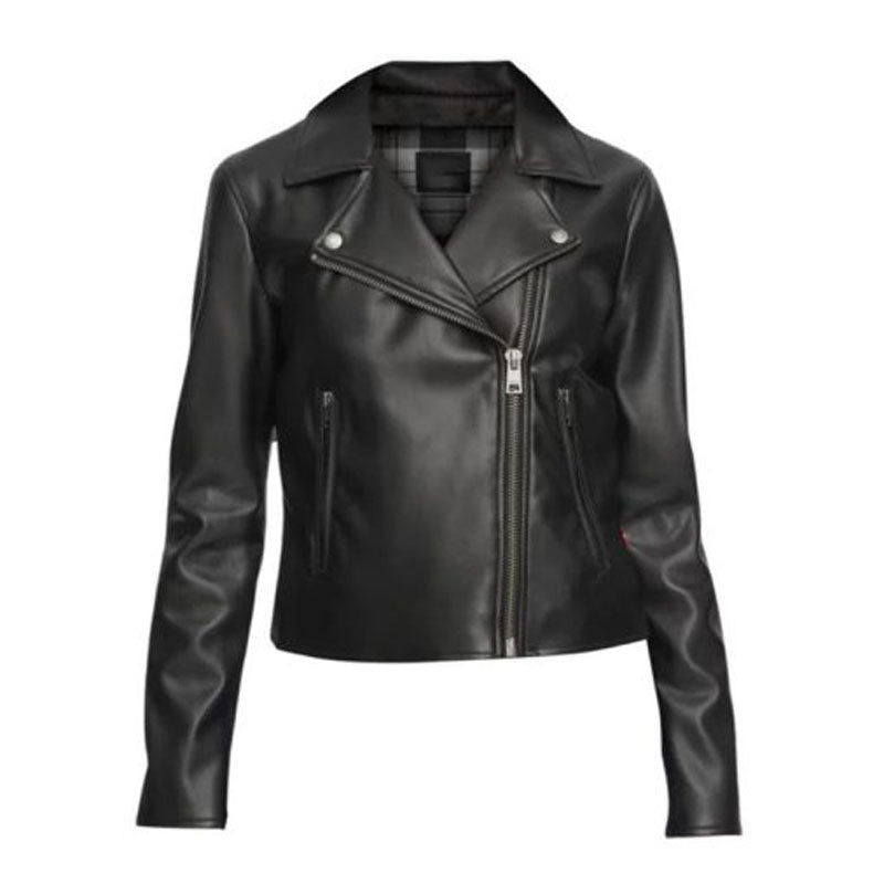 Womens Real Leather Biker Jacket