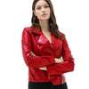 Women’s Real Red Leather Motorcycle Jacket
