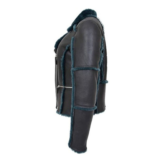 Womens Real Sheepskin Aviator Jacket