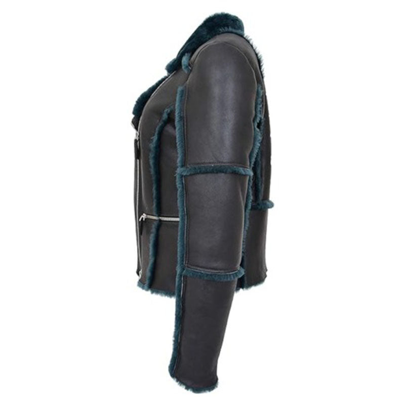 Womens Real Sheepskin Aviator Jacket