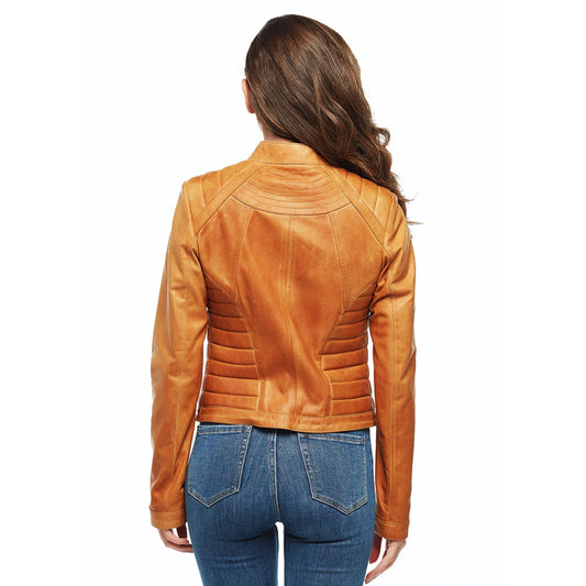 Women’s Real Tan Leather Waxed jacket