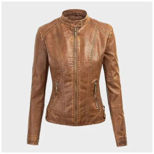 Women Removable Brown Hooded Jacket