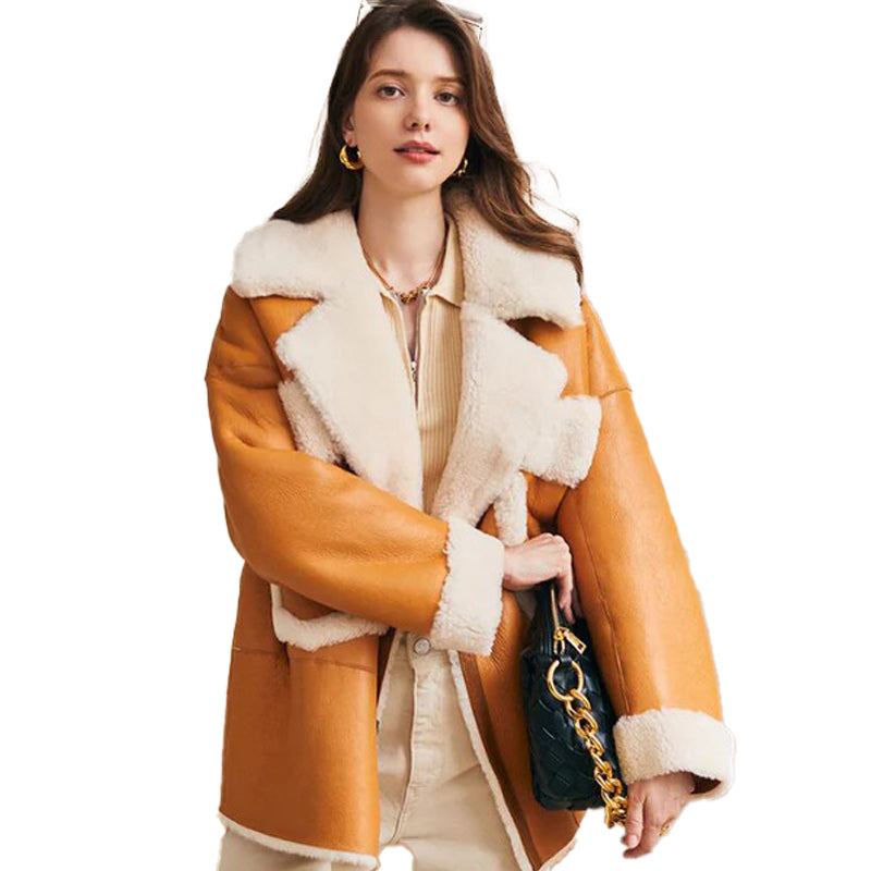 Women’s Shearling Sheepskin Aviator Coat