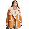 Womens Shearling Sheepskin Aviator Coat