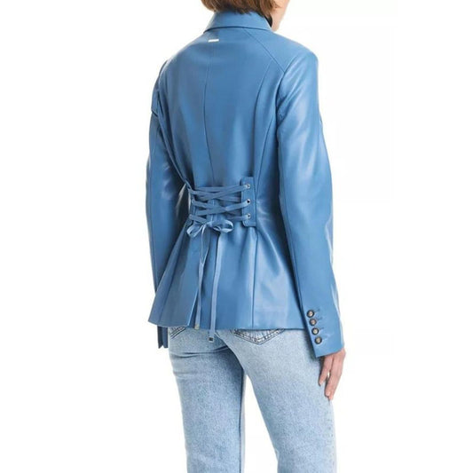 Women’s Single Breasted Faux Leather Blazer