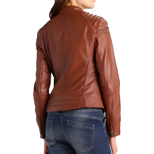 Women’s Slimfit Brown Leather Jacket