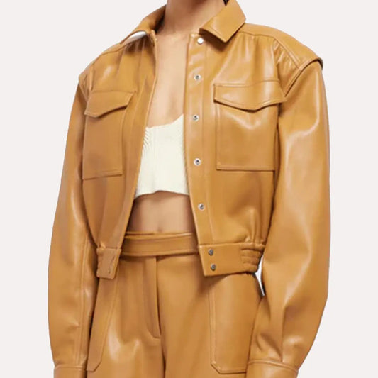 Women’s Tan Brown Bomber Leather Jacket