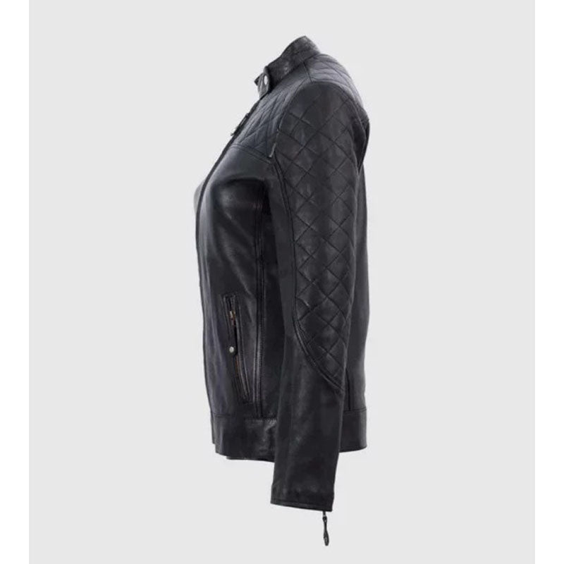 Women Cafe Racer Leather Jacket