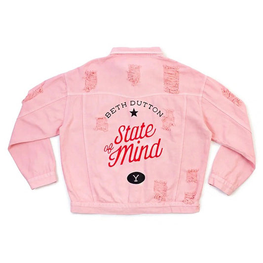 Yellowstone Beth Dutton State of Mind Pink Denim Jacket