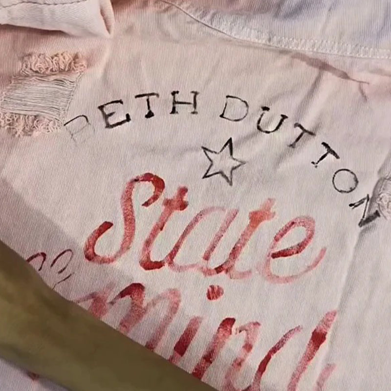 Yellowstone Beth Dutton State of Mind Pink Denim Jacket