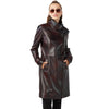 Women’s Real Claret Red Leather Trench Coat