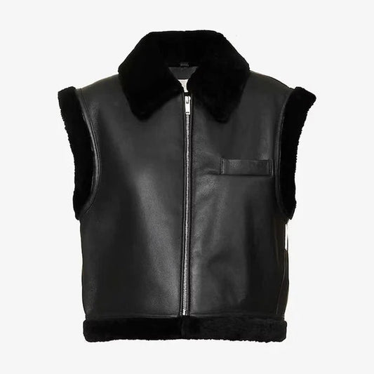 Womens-Shearling-Leather-Biker-Vest