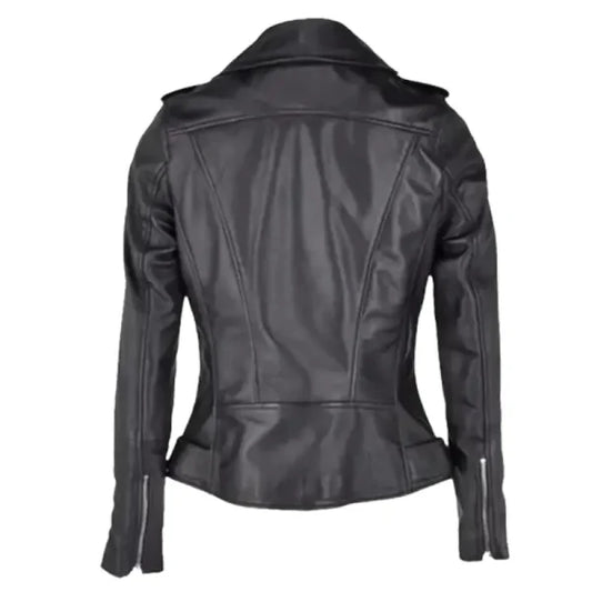 Womens Biker Black Leather Jacket