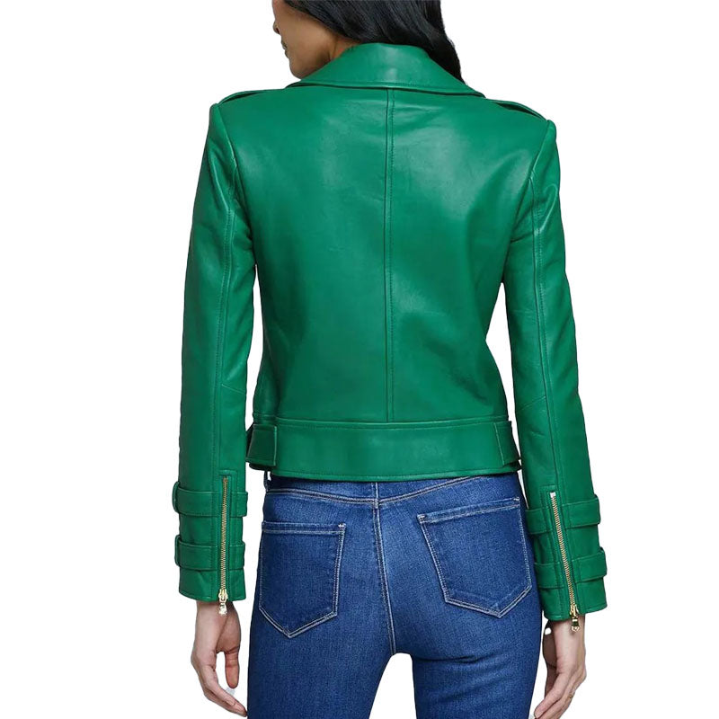 Womens Billie Belted Leather Jacket
