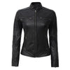 Women's Black Cafe Racer Leather Jacket