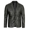 Elton Men's Quilted Black Real Leather Blazer