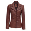Women's Cognac Brown Leather Blazer