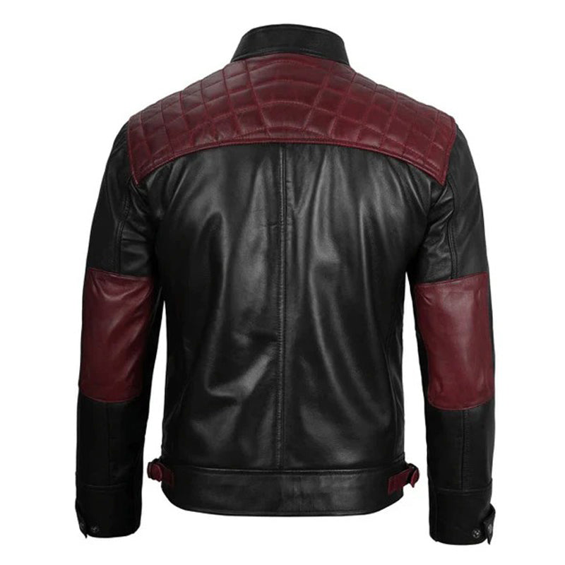 Nivira Black Biker Quilted Leather Jacket