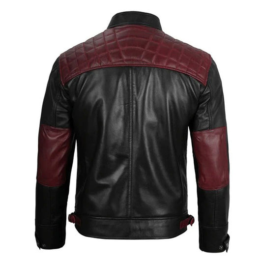 Nivira Black Biker Quilted Leather Jacket